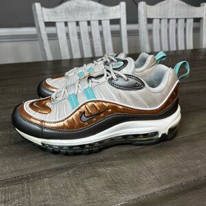 Nike Air Max 98 Metallic Bronze and Teal